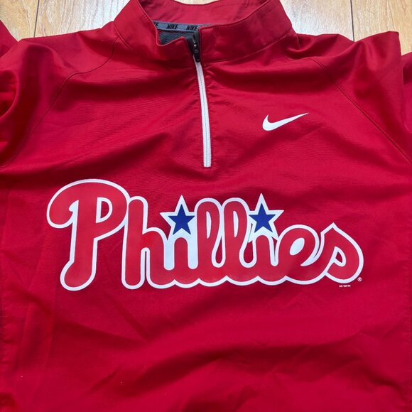 Nike Philadelphia Phillies Pullover Windbreaker Red 1/4 Zip Men’s Size Medium - Picture 5 of 8